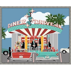 Light Blue - 36in 50's Drive-In Diner Panel